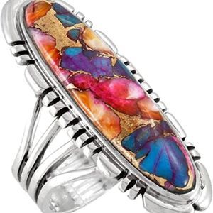 Sterling Silver Ring with Genuine Turquoise & Gemstones (SELECT color)